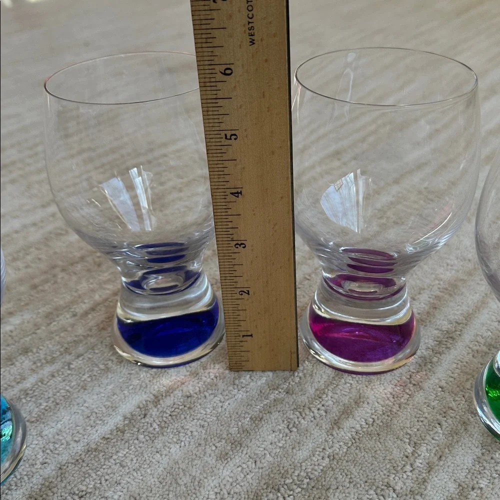 Vintage Set of 4 Colony Calypso Multi Color Drinking Glasses Cocktail Tumblers